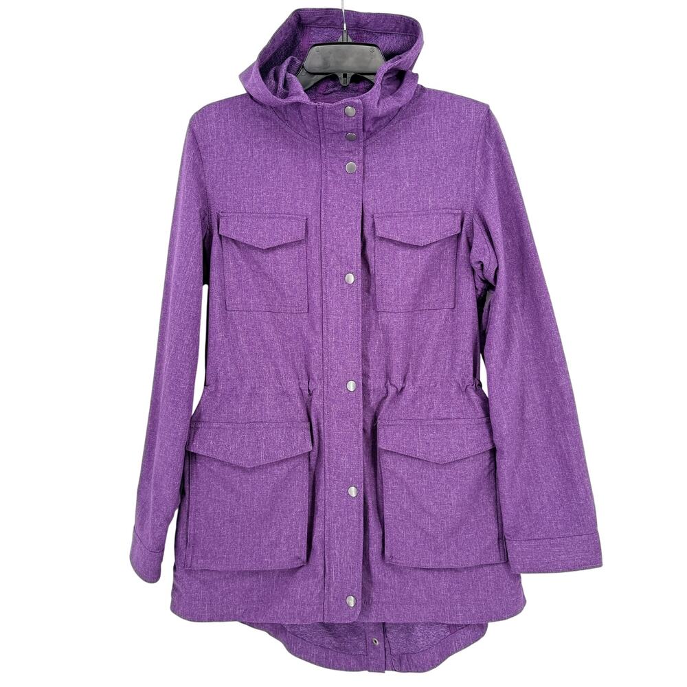 Duluth Trading Co Mist Master Jacket Women's Sz S Purple Hooded Rain Coat